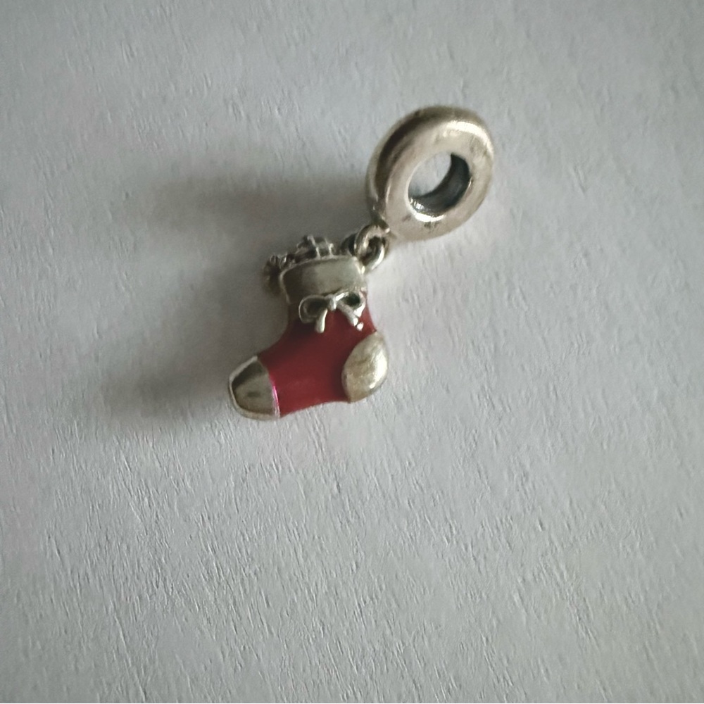 Pandora Sterling Silver Red Enamel Festive Christmas Stocking Charm